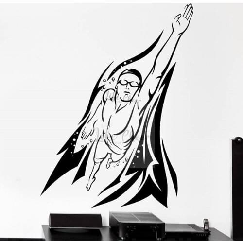 Swimmer Man Vinyl Wall Decal Removable Pvc Swimming Center Sticker Cool Design Home Decor Swim Sports Vinyl Wall Poster AC110