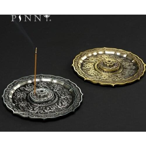 PINNY 9 Dragons Retro Incense Burner 5 Hole Stick Alloy Incense Base Room Decoration Meditation Sandalwood Metal Incense Burner