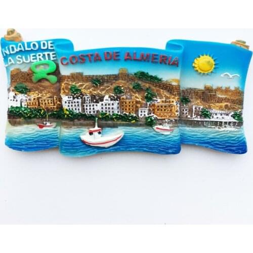 QIQIPP Spanish tourist commemorative gift hand-painted decorative crafts Almeria coast magnetic refrigerator paste
