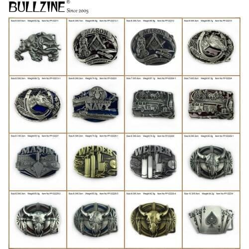 Bullzine Zinc alloy retro British dog Mason Horse head Welder belt buckle Bull head Navy Playing card belt buckle 4cm width belt