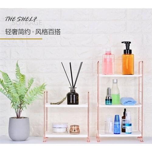 Rose Gold Tabletop Shelf Decor Seasoning Spice Storage Rack Cabinet Fridge Side Organizer Rack For Kitchen Bathroom Living Room