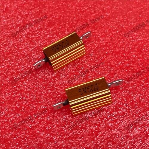 RX24-5W 5R 5RJ Power Metal Shell Case Gold Aluminium Case Wirewound Resistor 5W 5ohm 5% Automobile LED lamp resistors