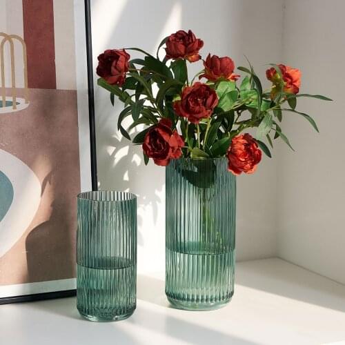 Nordic Home Decor Glass Vase Green Gray Transparent Flower Vases Modern Home Decoration Table Decor Accessories Household Vase