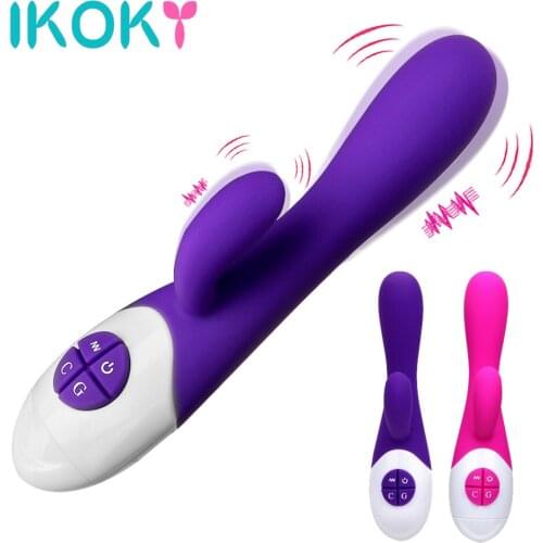 IKOKY G-spot Massage Vibrator Dual Vibration AV Stick Clitoris Stimulate Silicone Sex Toys for Woman 16 Speed Adult Products