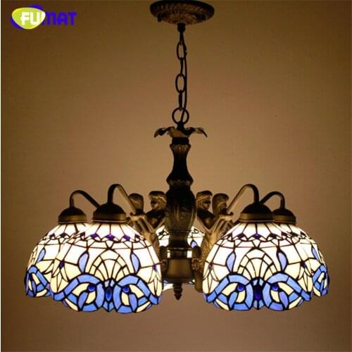 FUMAT Stained Glass Lights Vintage Antique Suspension Light Kitchen Living Room Mermaind Body Baroque led Bedroom Pendant Lamp