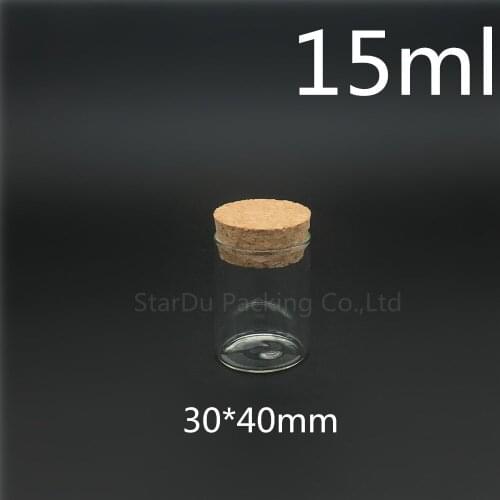 High-quality 30*40mm 15ml Wishing Glass Bottle with Cork ,15cc Glass Vials Display Bottles Wholesale cork bottle 20pcs/lot