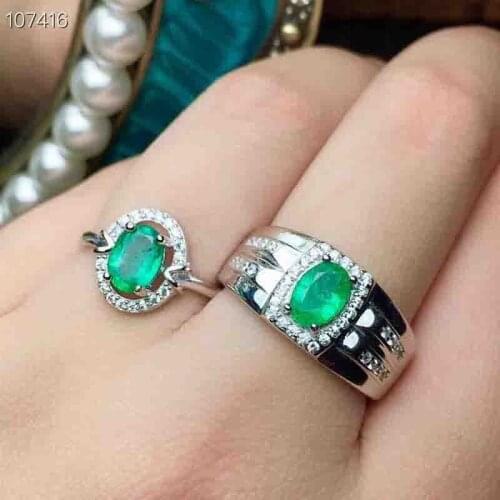 Natural Emerald Ring for Lovers Party Fine Jewelry S925 Silver Real Green Gemstones With Certificate May Birthstone Gifts