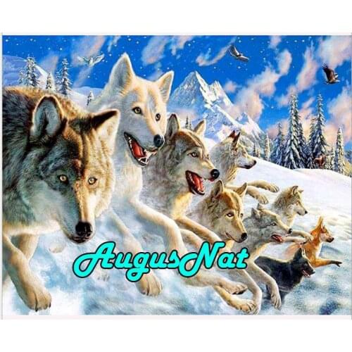 Winter diamond painting running wolves full daimont embroidery picture animals diamond dotz crystal stickers canvas new arrivals