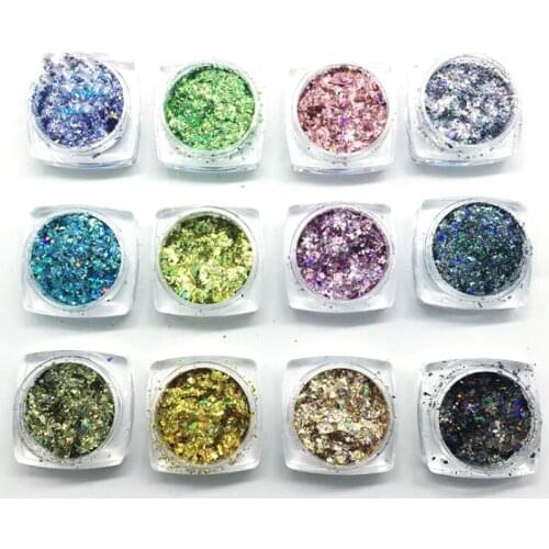 12 Colors-2mm-12 Boxes/Pack Nail Glitter Ultra-Thin Glitter Flake Holographic Glitter Flakes 2x2mm Cosmetic Glitter For Nails