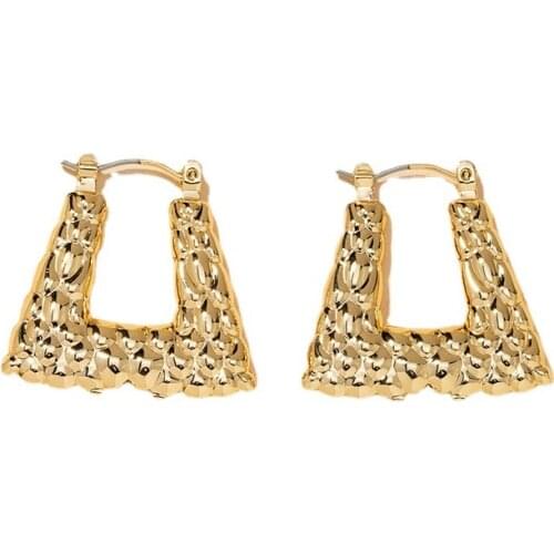 2021 Ins Gold Bamboo Metal Geometric Geo Minimalism Minimalist Hoop Earrings Trendy Korean Fashion Women Party Jewelry