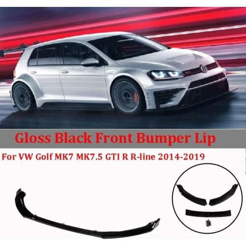 3 Pcs Gloss Black Front Bumper Lip Spoiler For Volkswagen Golf MK7 MK7.5 GTI R R-line Car Modification Part Splitter Protector