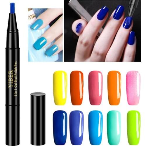 5ml Nail Gel Pen paint New Convenient one step gel Nail pen Polish without top primer 3 in 1 UV glitter nail polish TSLM1