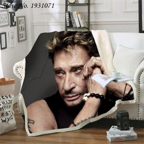 Johnny Hallyday 3D Blanket for Beds Hiking Picnic Thick Quilt Fashionable Bedspread Fleece Throw Blanket Adults Kids 03