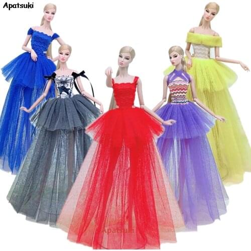 5pcs/lot Fashion Clothes For Barbie Doll Dresses Costume Multi-layer Party Gown Outfits For 1/6 BJD Dolls Accessories Kids Toys