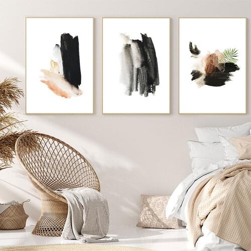 Abstract Brush Poster Minimalist Watercolor Canvas Painting Nordic Art Print Modern Wall Picture For Living Room Home Decor