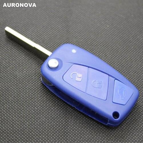 AURONOVA New Replace Folding Key Shell for Fiat Bravo Punto Speedgear 3 Buttons Replace Car Key Blue Case