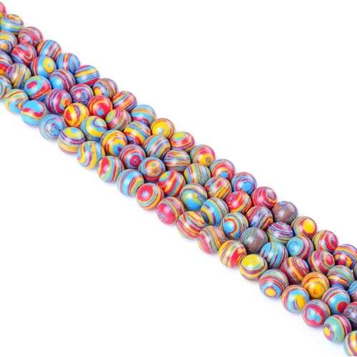 4 6 8 10 12mm Multicolor Striped Malachite Stone Bead Round Loose Spacer Bead For Necklace Bracelet DIY Jewelry Making Accessory