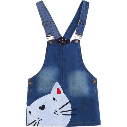 Summer Kids Girls Dress Denim Overalls Dresses Braces Clothes For Age 2-7 Years Kids