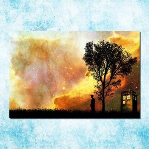Doctor Who Tardis in Van Gogh Starry Night TV Series Silk Canvas Poster 13x20 24x36 Inches For Room Decor-4