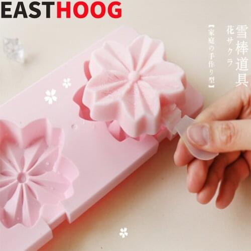 1 PC Cherry Blossom Shape Ice Cream DIY Mold Food Grade PP Popsicle Mould Homemade Ice Cream Sticks Cube