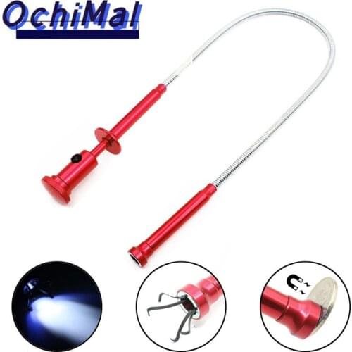 Flexible Claw Pick Up Tool Magnetic LED Light Grab Grabber Fingers Spring Red Magnet + 4 Claws + LED Light And Non-magnetic Part