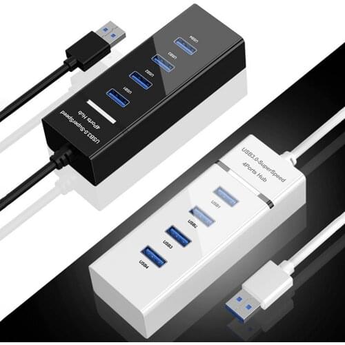HW-1500 USB Hub 4 Ports Strong Heat Dissipation ABS High-speed Transmission USB 3.0 Expansion for Computer