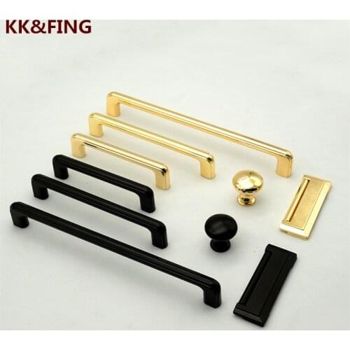 KK&FING Gold Zinc Alloy Cabinet Pulls Drawer Knobs Furniture Wardrobe Cupboard Handles Black Kitchen Cabinet Handles Hardware