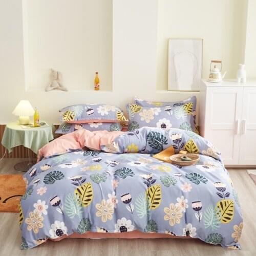 Blue Bedding set,220x240 Duvet Cover Set With Pillowcase, Pink 210x210 Quilt Cover,240x210 Leaf pattern King Size Blanket Cover