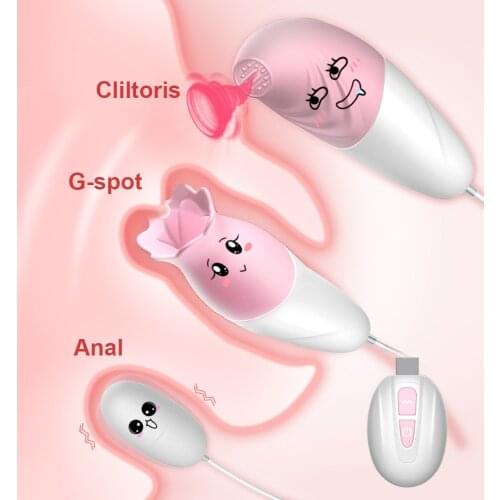 3in1Tongue Licking Vibrator For Women Vagina Egg Strong Stimulation USB Rechargeable Clitoral massager Sucking Sex Toy for Women