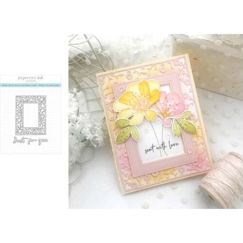 2021 New Arrival Metal Cutting Dies Flower Hollow Rectangle Scrapbooking Craft Die Cut Stencil Card Make Mould Sheet Decoration