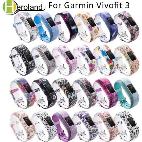 NEW Silicone Bracelet Wristband for Garmin Vivofit 3 Soft Replacement Decorative Pattern Adjustable Strap for Garmin Vivofit 3