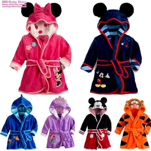 Autumn Winter New Children Pijama Mickey Minnie Infantil Kids Warm Pajama Pyjamas Boys Baby Girls Animal Flannel Sleepwear Robe