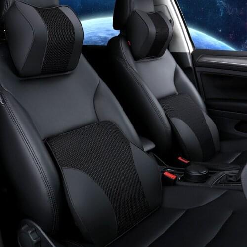 KKYSYELVA Car Auto Seat Supports Back Cushion And Headrest Neck Pillow Memory Foam Lumbar Back Support Driver Spine Pain Pillow