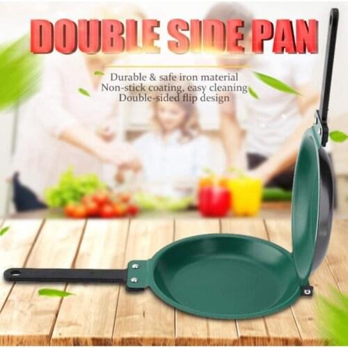 Hot Frying Pan Double Side Frying Pan Non-Stick Flip Folding Frying Pan BBQ Stable and Durable Cooking Tool for Home Kitchen