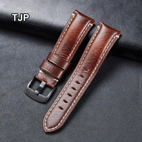 Handmade Genuine Leather Watchbands 20mm 22mm 24mm 26mm Chapped Thick Cowhide Watch Band Strap Pin Buckle Belt Accessories