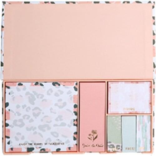 Leopard Theme Self-Stick Note Pads Set Pop Up Notes Cubes Sticky Notepad Dispenser Holder for Page Marker Daily Memos