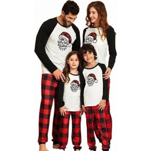 Family Mom Dad Baby Kid New Year Gift Nightwear Family Outfit Warm Casual Pajamas Sleepwear Christmas Red Matching Print Bear