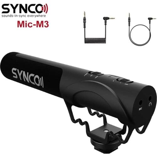 SYNCO Mic-M3 Camera Shotgun Microphone Super Cardioid Condenser Video Mic 3.5mm TRRS TRS for Smartphone DSLR Camera Recording
