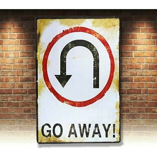GO Away! Arrow Vintage Metal Sign Garage Signs Art Decor