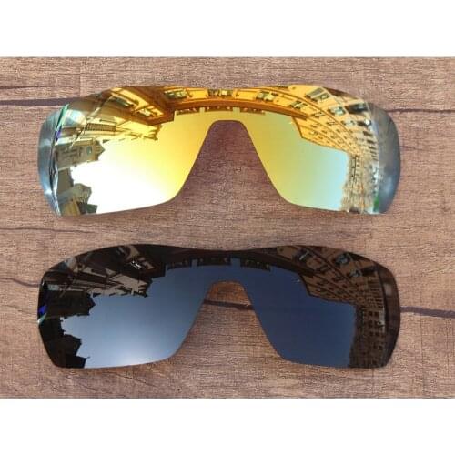 Vonxyz 2 Pieces Stealth Black & 24K Mirror Polarized Replacement Lenses for-Oakley Offshoot Frame