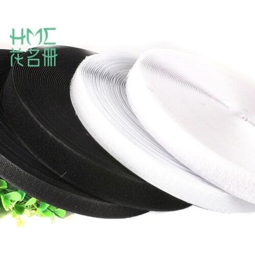 High Quality 2M 16mm 20mm 25mm 30mm 40mm Width White Black String Hook and Loop Tape For Sewing Accessories Material