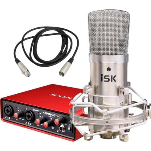 High quality original ISK BM-800 professional condenser microphone with ICON Mobile U sound card for personal recording