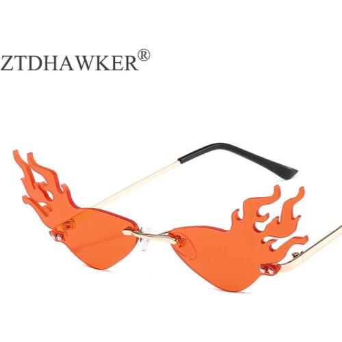 Blaze New Fashion Trend Flame Sunglasses Women Metal Frameless Personality Glasses Unisex Mirror