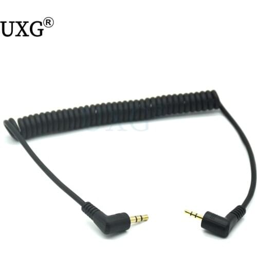 1pcs Aux Cable 3.5mm Male 3 Pole Right Angled To 2.5mm Male Right Angle Extension Audio Coiled Spiral For iPod mp3 Car