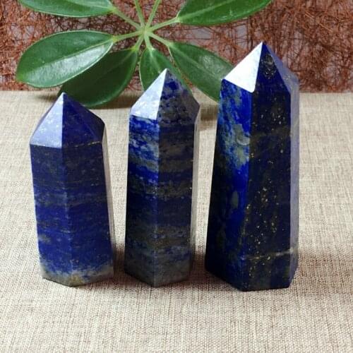 1 pcs Natural Lapis Lazuli Quartz Crystal Stone Point Healing Wand Obelisk