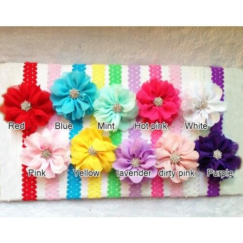 10 Color Starburst Button Chiffon Flower Headbands for kids Girls Photo Props 20pcs/lot Freeshipping