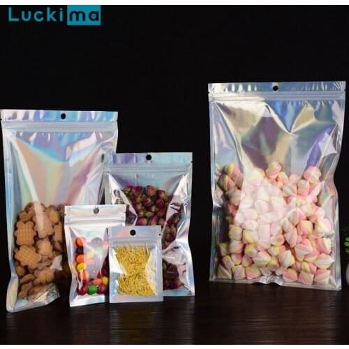 100pcs Resealable Ziplock Bag Self Sealing Gift Bag Jewelry Packing Aluminum Foil Bag Cosmetic Package Sealing Storage Bags