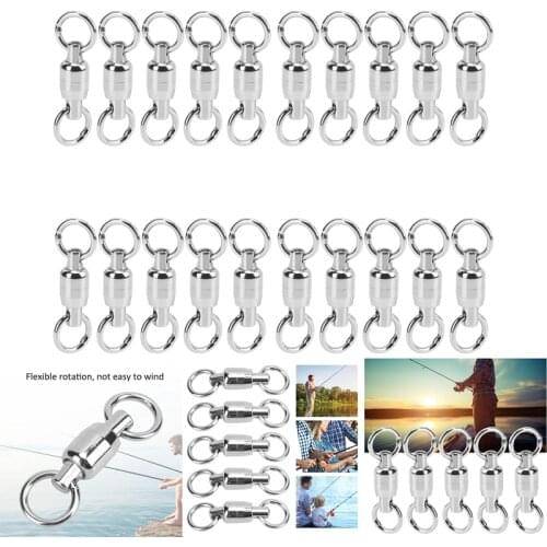 20 PCS Fishing Rolling Swivel Connector,Stainless Steel Bearing Swivel 8‑Shaped Ring Connector Fishing Accessories