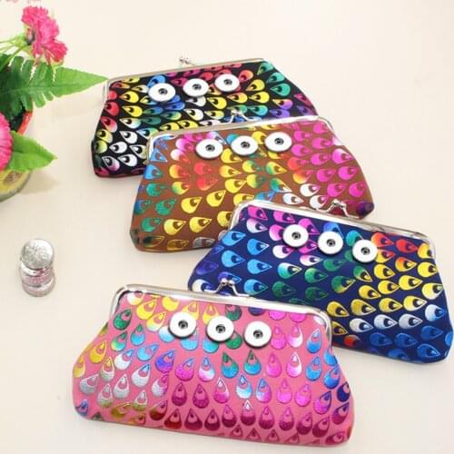 2021 NEW 18MM Snap button jewelry 18CMx9CM Wallets Pouch Kids Girl Womens Money Bags For Gift QB7014