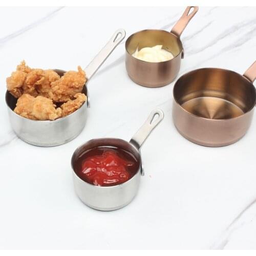 304 stainless steel sauce bowl steak sauce pot Korean teppanyaki black pepper bucket mini juice with handle